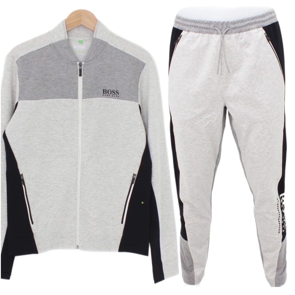 HUGO BOSS tracksuit | Men Medium Jacket/ Small Pants | gray/black | Good Cond.
